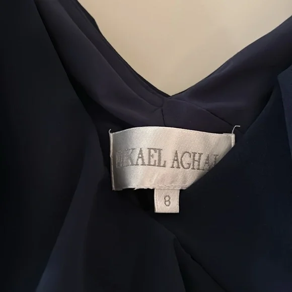 Mikael Aghal navy dress sz 8.  Beautiful and elegant. - Picture 4 of 7